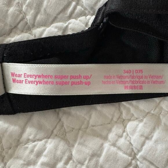 VICTORIA'S SECRET PINK Super Push-Up Bra Black Sz34D D75 Intimates Full Coverage - Picture 6 of 11